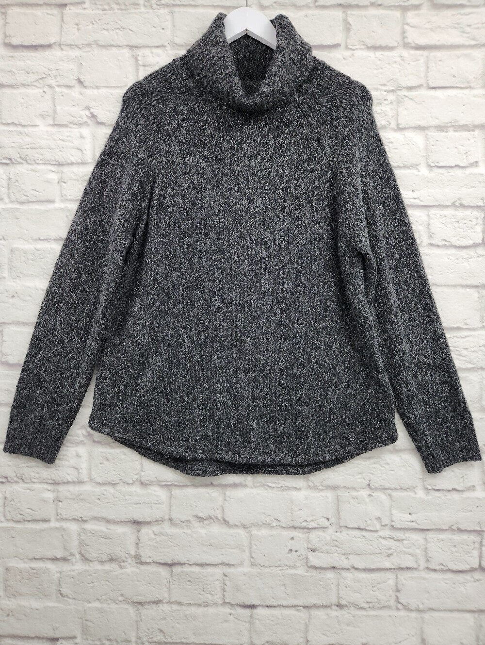 Michael Kors Gray Marled Alpaca Blend Turtleneck Sweater Size Large Cozy Luxe